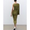 Spring and Summer Women's Clothing Ruched One Shoulder Asymmetric Design Vertical Cut Out Decoration Mini Dress 5039328