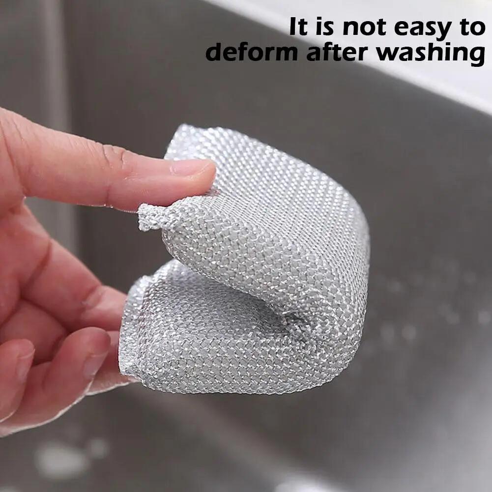 Губка для мытья посуды из стальной проволоки, двухсторонняя губка для чистки, антипригарное масло, кухонная тряпка для мытья посуды, инструмент для чистки дома