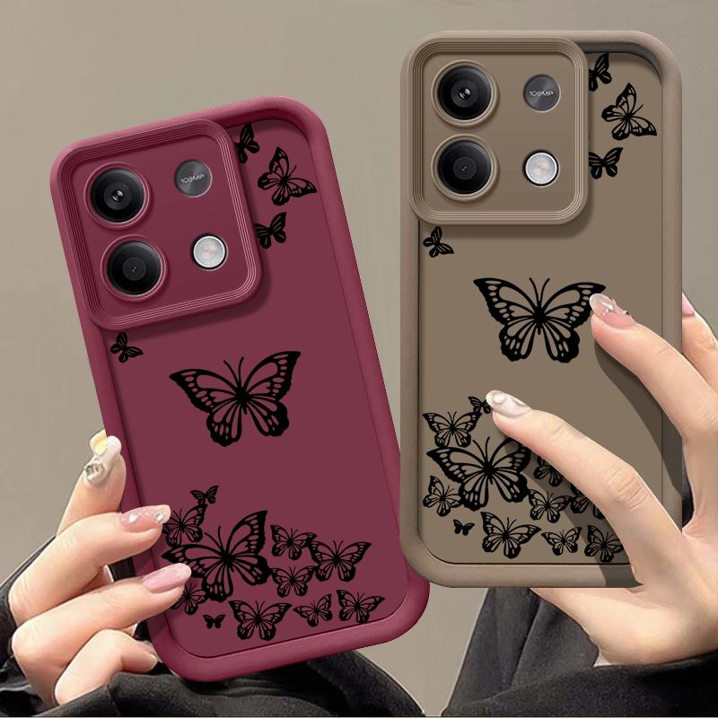 Fashion Butterfly Phone Shell For Xiaomi 13T 11T Pro Poco F6 Pro X6 M6 X5 Pro Redmi Note 13 12 11 10 Pro Max Shockproof Soft Matte Silicone Case Cover