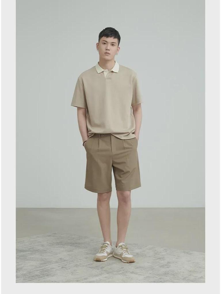 Мужская летняя повседневная однотонная рубашка поло