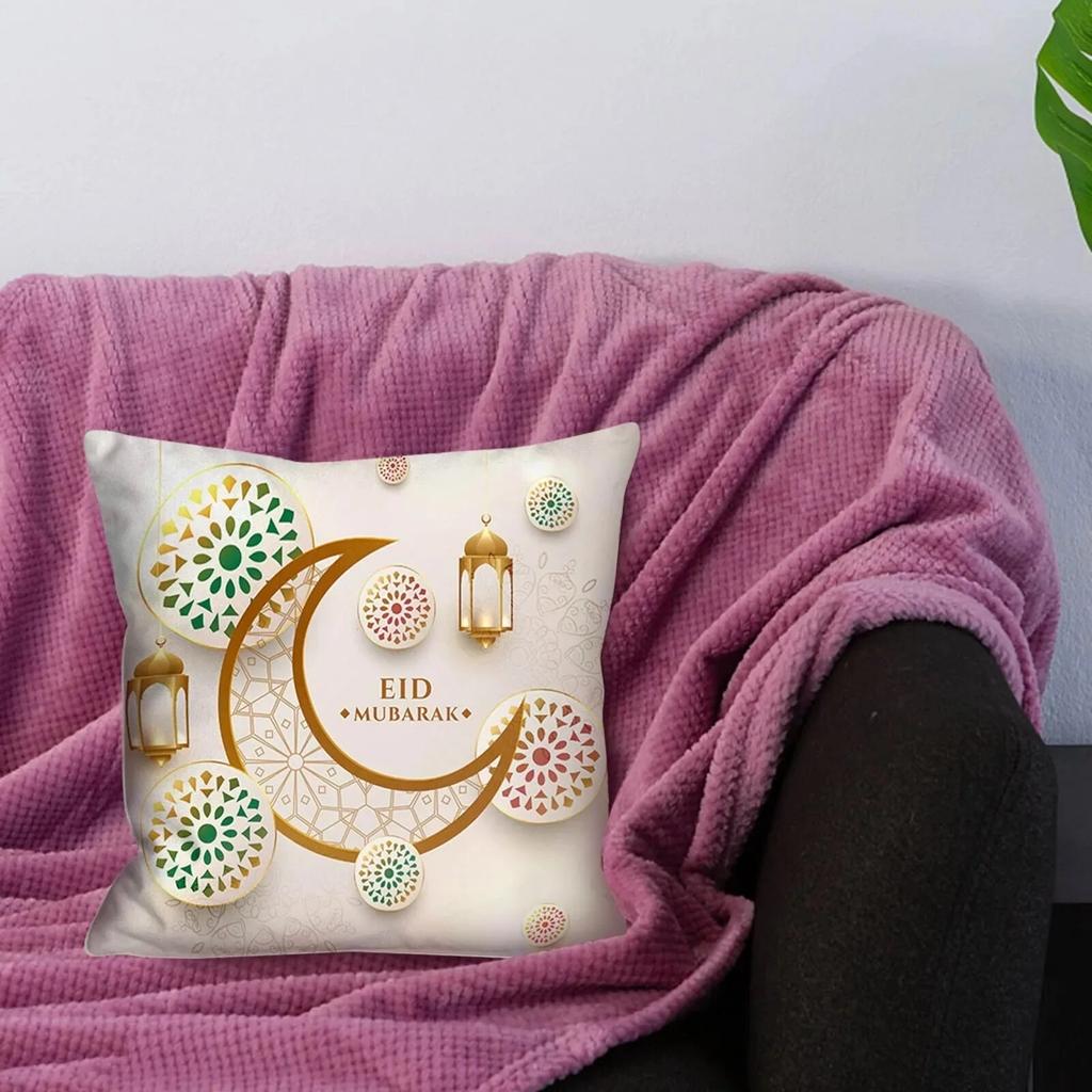 Ramadhan Decoration Eid Decorative Pillowcases Sofa Cushion Covers Bed Pillowcases Polyester Pillowcases Muslim Home Decor