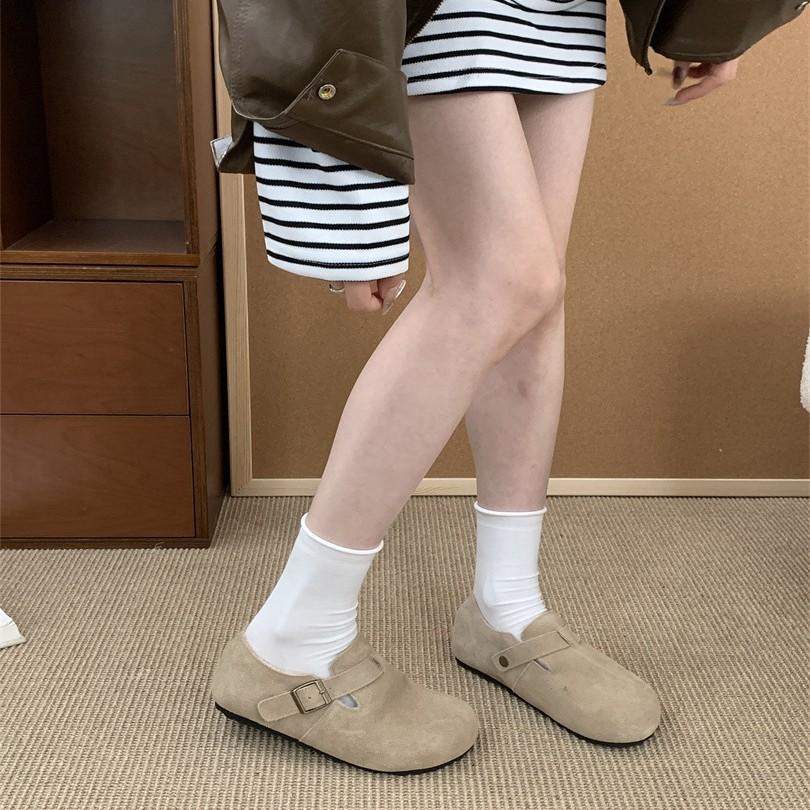 Женские осенние новые полушлепанцы с толстой подошвой 3 см, с закрытым носком, в стиле мори, ретро, ленивые, мягкие, уродливо-милые туфли