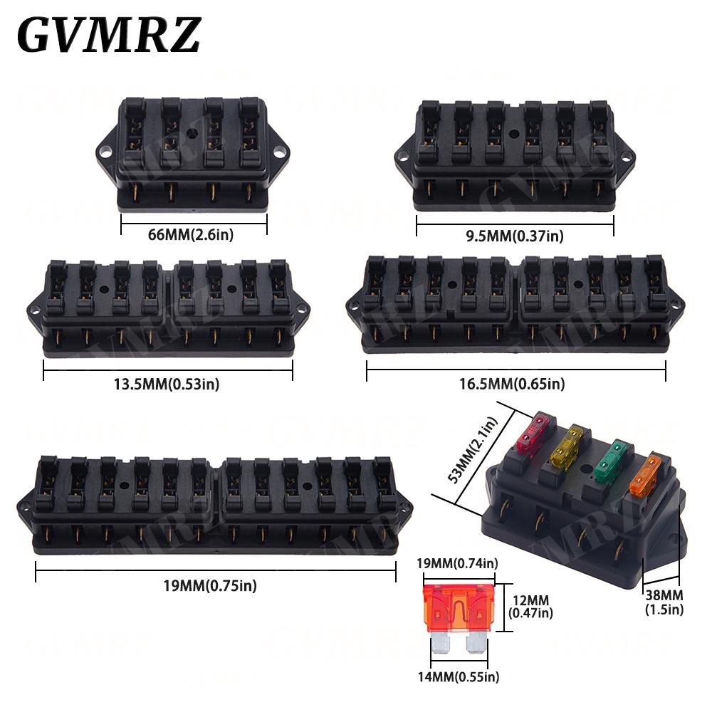 4/6/8/12 Way Car Fuse Box Car Fuse Holder Car Truck Auto Blade Fuse Box with 4/6/8/12 Fuses for 12V 24V ATO Standard Circuit