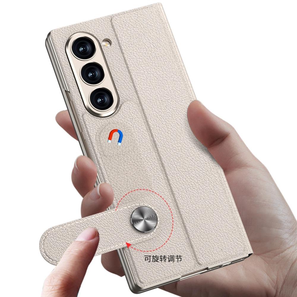 Роскошный чехол из искусственной кожи для телефона Samsung Galaxy Z Fold 6 с функцией защиты экрана и сенсорным пером