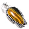 Natural Tiger Eye Gemstone Handmade 925 Sterling Silver Gift Pendant 2.56" H5y08
