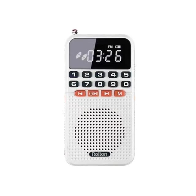Portable FM Mini Dual Antenna Pocket Radio Receiver Bluetooth Speaker TF Card Music Player with LED Flashlight