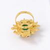 Vintage exquisite personality trend ethnic style alloy with resin emerald color open loaf flower ring