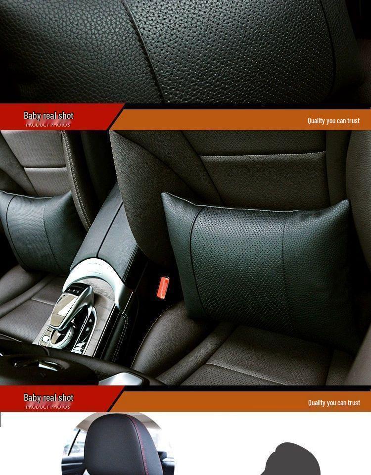 All-Season Genuine Leather Car Headrests & Lumbar Support Pillows