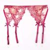 Embroidered Open Bust Open Crotch Garter Belt and Stockings Sexy Lingerie Set [ONE LADY] Women's Bra, T-Back, (Pink, M)