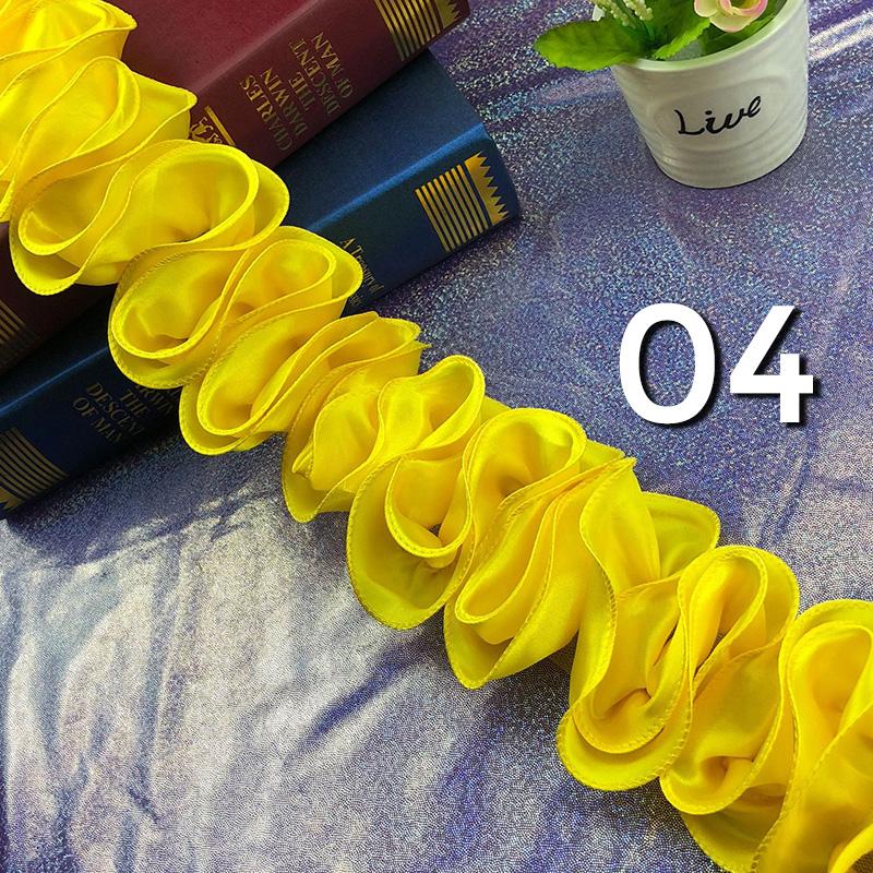 5 ярдов кружевной отделочный край шифон атлас плиссированная лента собранная ткань для поделок платье юбка подол букет украшение