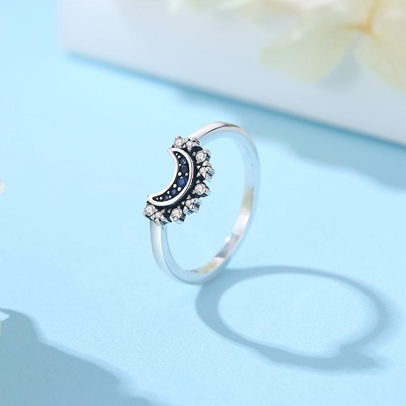 Original 925 Silver Rings For Women Crown Love Heart Sun Moon Engagement Wedding Rose Gold Pave CZ Ring Luxury Jewelry