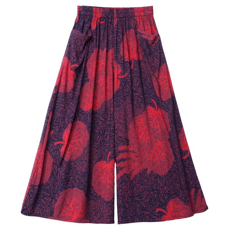 Широкие брюки с высокой талией, женские летние брюки больших размеров, повседневные свободные винтажные брюки с эластичной резинкой на талии, большие размеры