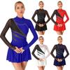 Women Girl Prom Party Dress Lyrical Modern Dance Dress Long Sleeve Figure Skating Dance Costume