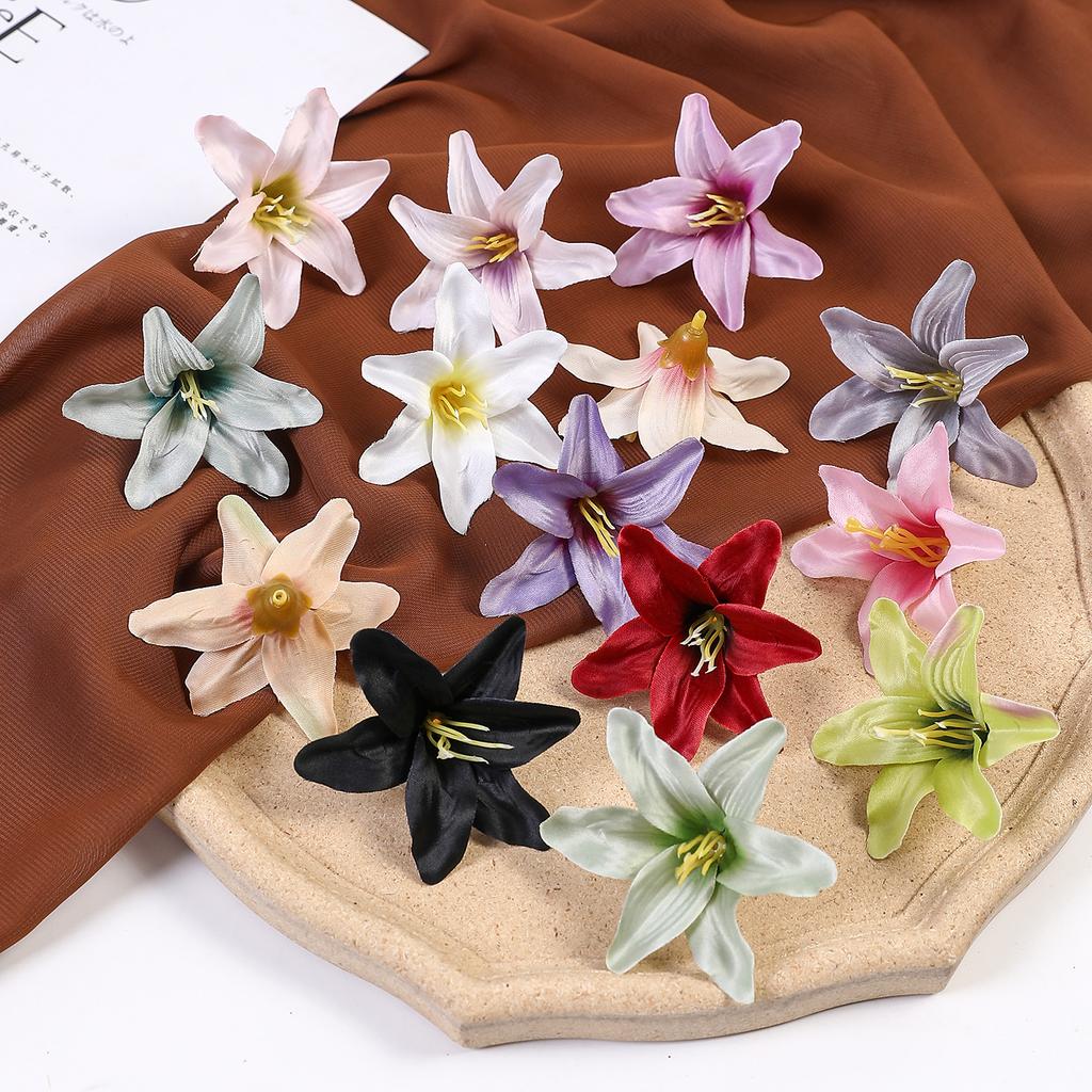 10/20/50 Pcs Silk Artificial Flower Lily Flower Head DIY Crafts Scrapbooking Home Wedding Room Party Wreath Decor Accessories