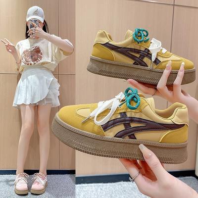 Платформенные белые женские осенние 2024 года, новая цветовая гамма, ретро нишевые морально-волевые тренировочные туфли, студенческие повседневные спортивные кеды на доске