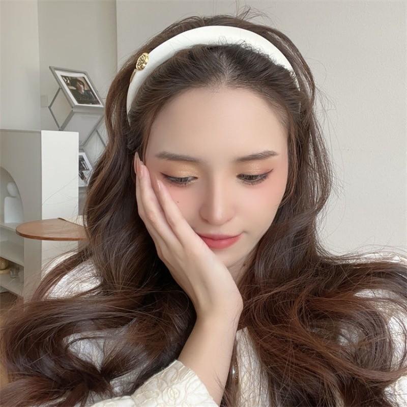 French retro sponge headband camellia decoration simple and elegant temperament hair band  hair accessories