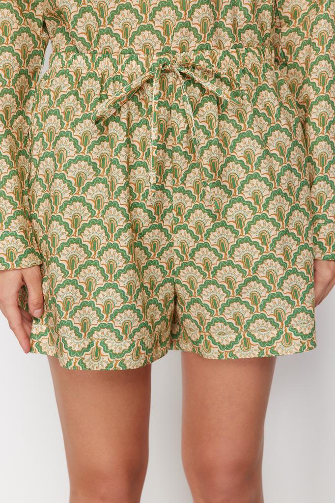 Women's Fashion New Bottom-Top Set Ethnic Patterned Woven Blouse Shorts Set