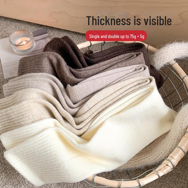 Женские осенне-зимние толстые шерстяные нескользящие, без косточек, антипиллинговые носки с высокой трубой до голени