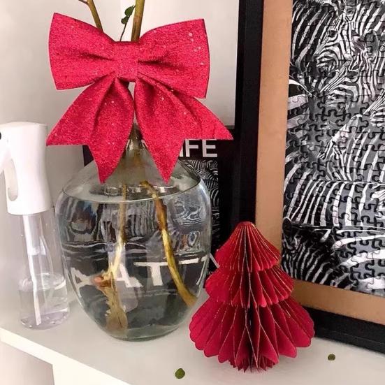 3 Pcs Paper Christmas Tree 3D Honeycomb Tree Tabletop Centerpiece for Holiday Fireplace Mantel Table Decor