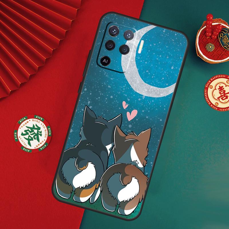 Мультяшный чехол с собакой корги для Oppo A76 A16 A96 A17 A60 A40 A80 A98 A58 A78 A18 A38 A57 A74 A54 A94 A15 A5 A6 Pro