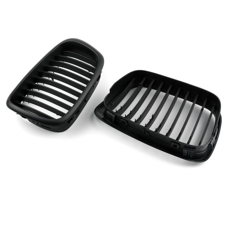 Front Fence Grill Grille ABS Matt Black Mesh For 2001 2002 2003 2004 BMW 5-Series E39