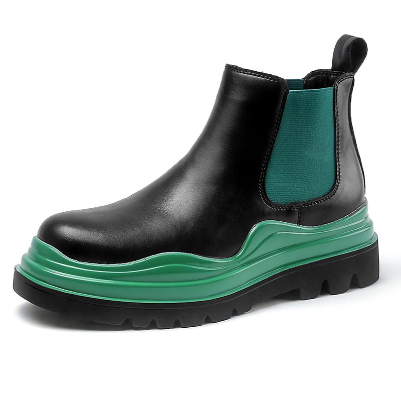 Модные новые ботинки на толстой подошве для мужчин Tide Ins Короткие ботинки Chelsea Мотоциклетные ботинки Ботинки Tooling Boots Высокие ботинки Slip On из натуральной кожи для мужчин