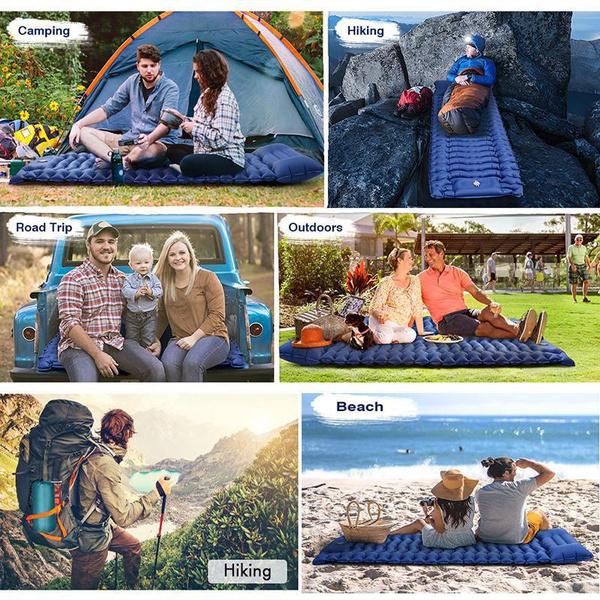 Сверхлегкий надувной кемпинговый коврик со встроенным ножным насосом и воздушной подушкой