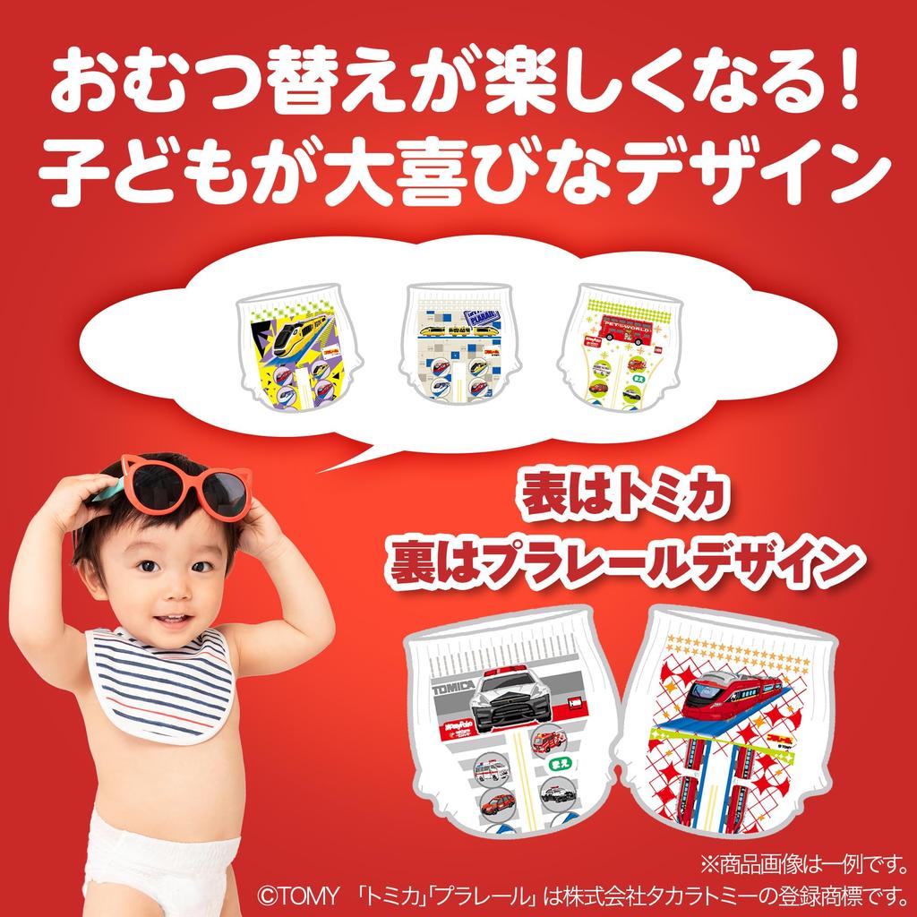 Подгузники-трусы Big Mamy Poko 162 шт. x Tomica Plarail Design Project [Размер штанов] (12~22 кг) (54 3) [Элемент дела]