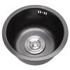 Mini Round Kitchen Sink Bar Stainless Steel Basin Single Bowl with Drain Accessories for Home Black