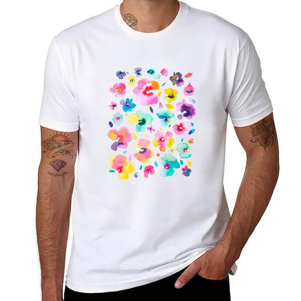 Watercolor Colorful Tropical Flowers Tshirt Casual Work Wear Tshirt