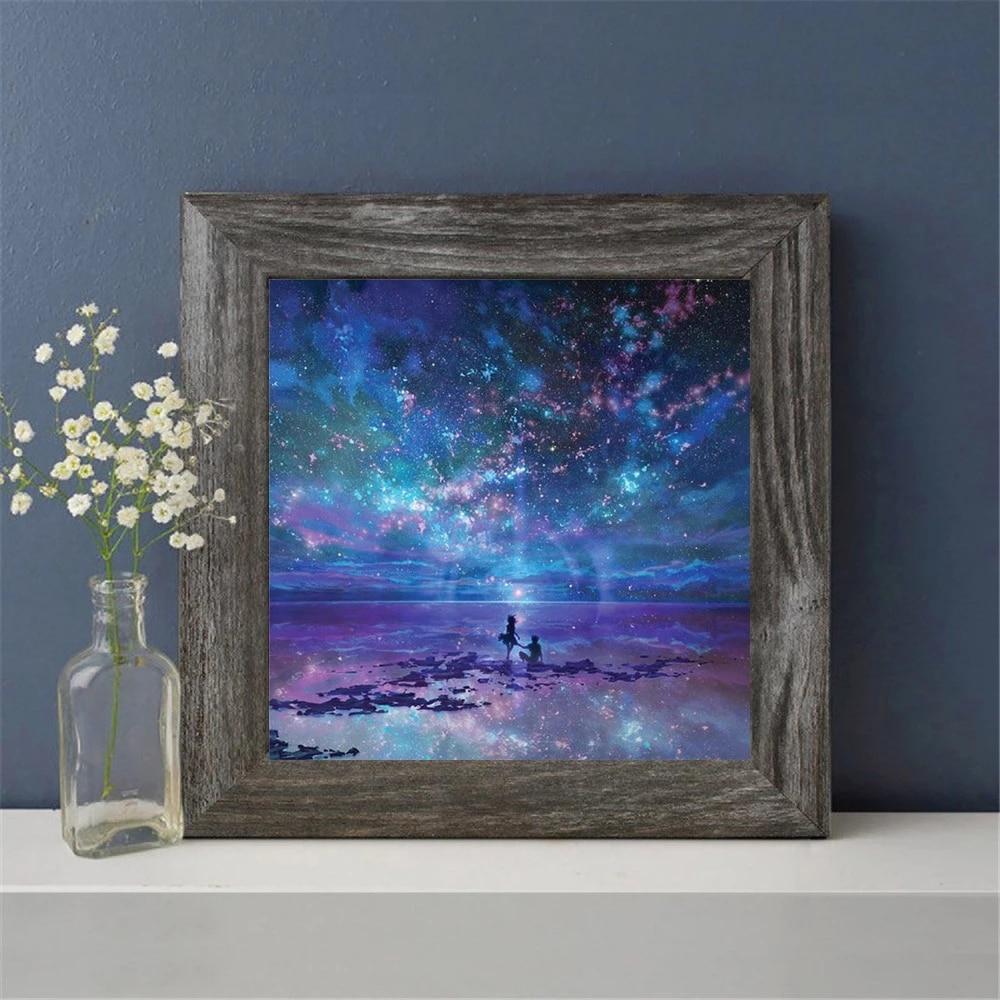 Алмазная картина Звездное небо, полный дрель, набор страз, Алмазная вышивка, пейзаж, вышивка крестом, ремесленный домашний декор