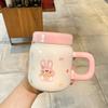 Мультяшная керамическая чашка с животным, милая чашка для воды с крышкой, кружка, креативная бутылка для воды, чашка для молока, подарок для девочки