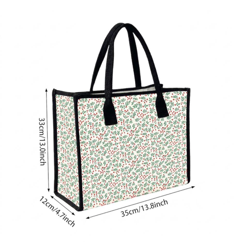 Fashion Floral Print Large Capacity Tote Bag Casual Reusable Daily Shoulder Bag for Women
