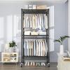 Steel Clothes Adjustable with Hanging Clothes Coat and Clothes Adjustable Shelves and Three Easy 90cm 160kg Load Capacity 613 Two-Tier Heavy-Duty