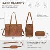 LOVEVOOK Laptop Bag for Women, Vintage Leather 15.6 Inch Work Tote with Large Cup Holder, Teacher Professional Computer Bag with Clutch Purse and