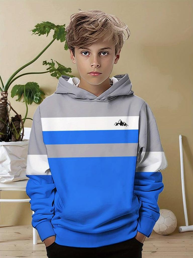 Autumn Classic Kids Clothes Boys Hoodies Long Sleeve Stripe 3D Print Street Loose Comfort Outdoor Boys Top Children's Clothing