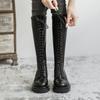 Martin Boots Black Thick-soled Slim Lace-up High Boots Long Knight Boots Women's Autumn and Winter