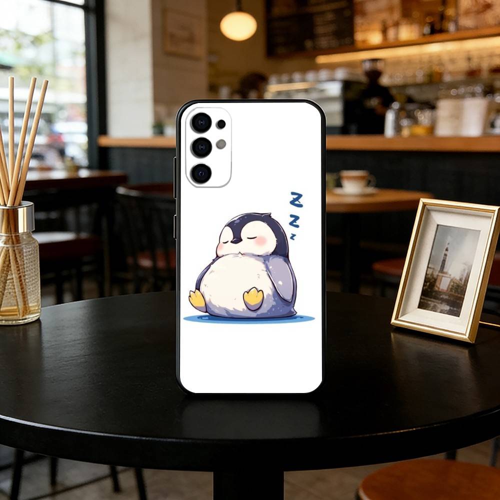 Милый мультяшный пингвин Чехол для телефона Для Samsung S25,S24,S21,S22,S23,S30,Ultra,S20,Plus,Fe,Lite,Note,10,Черный чехол