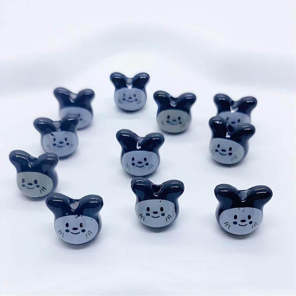 10Pcs Rabbit Colorful Chinchillas Ceramic Beads Animal Rabbit Shape Porcelain Bead Pendant Making