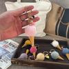 Cute Ice Cream Cone Plush Keychain Cartoon Pompom Bag Charm Car Key Ring Accessory
