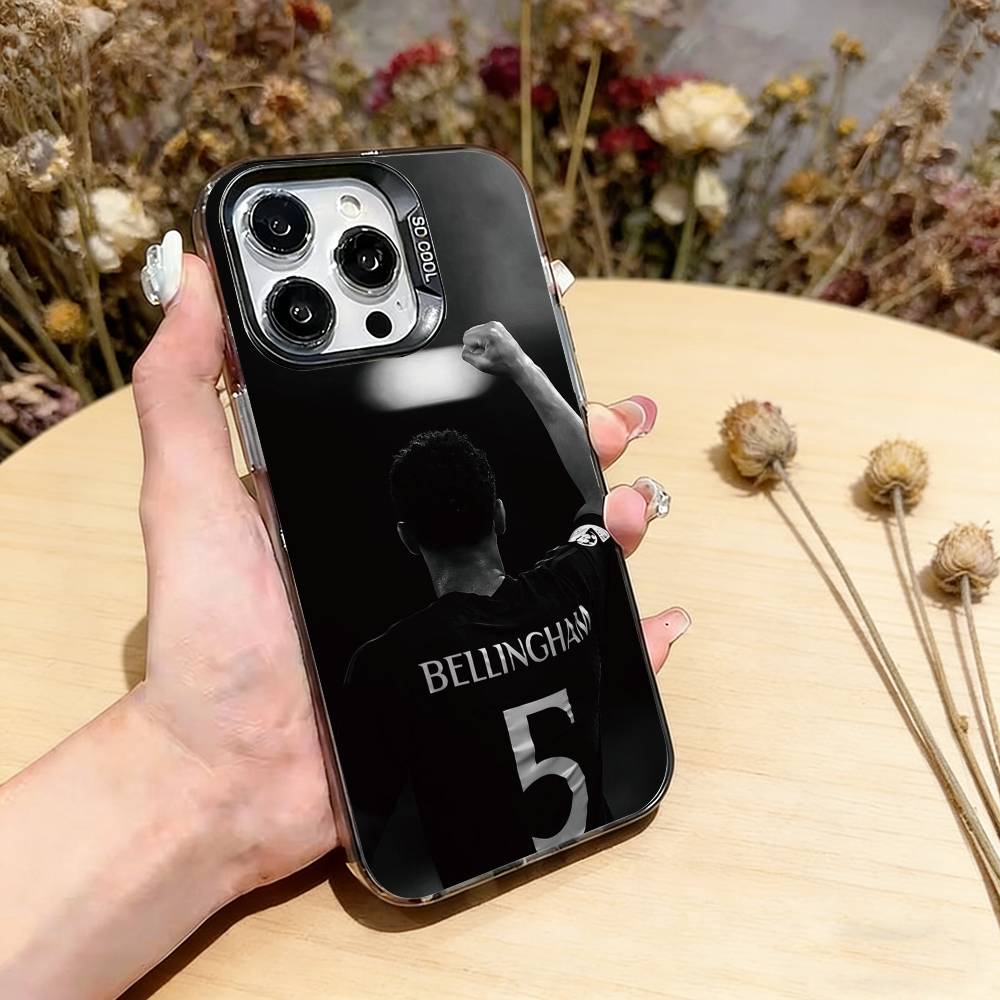 Футбольный J-Jude B-Bellinghams Чехол для телефона для iPhone 17,16,15,14,13,12,11 Plus,Pro Max,XS,Цветной Посеребренная Внутренняя Крышка