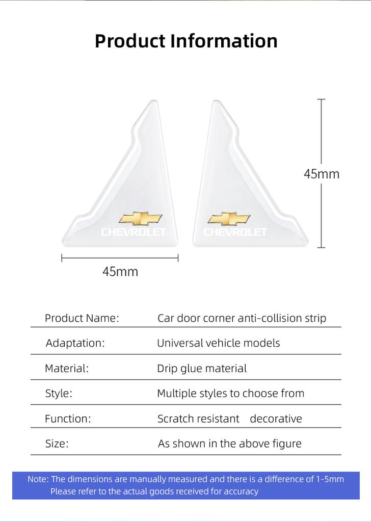 4Pcs Car Door Silicone Buffer Stickers Anticollision Anti Scratch For Chevrolet Spark Captiva Cruze Malibu Equinox Trax Camaro