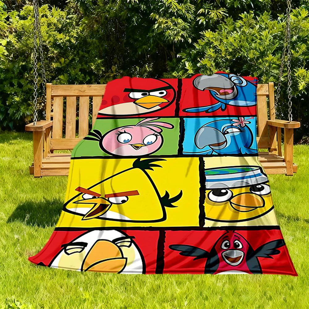 1PC Angry Birds Characters Outdoor Flannel Throw Blanket - HD Printed Lightweight Soft Warm All-Season Blanket for Sofa, Bed, Travel, Camping 097