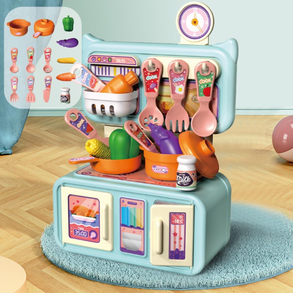 Mini Children Kitchen Toys Set Cook Food Pretend Play Role Toys Kitchen Counter Play Set Kids Gift