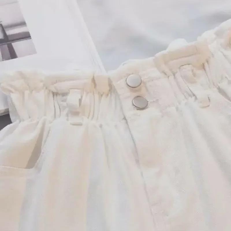 Женские джинсовые шорты больших размеров с эластичной резинкой на талии - корейский облегающий широкий А-силуэт