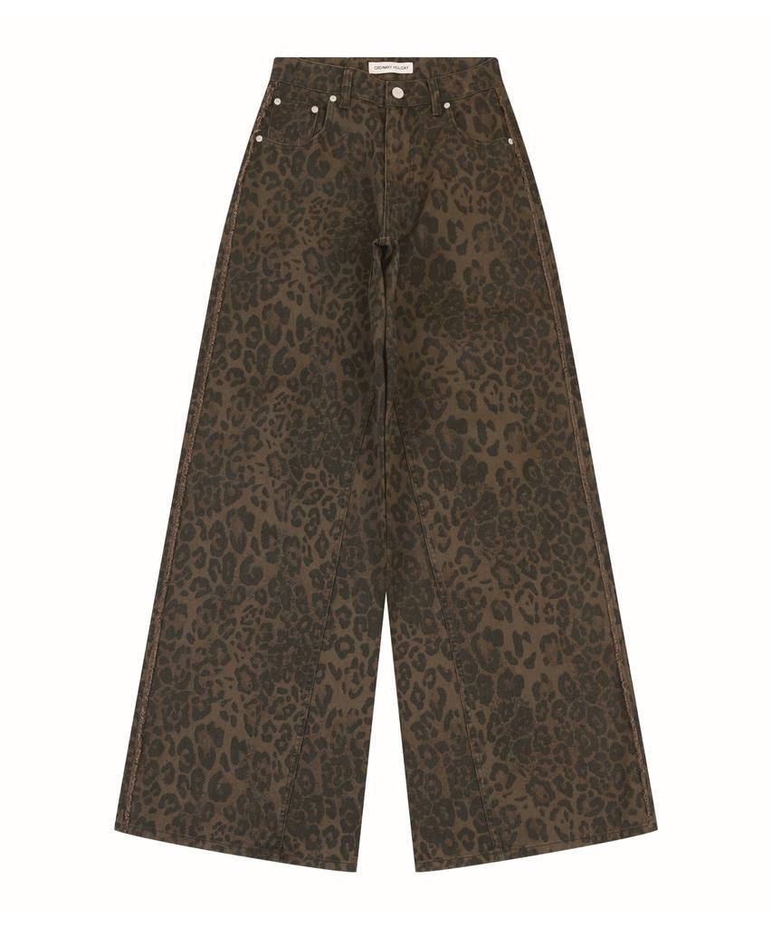 ORDINARY HOLIDAY Leopard Wide Pants [Brown]