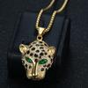 Cubic Zirconia Leopard Head Pendant Stainless Steel Necklace For Men Hip-hop Trendy Jewelry Gift