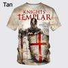 Summer Knights Templar Graphic T Shirt Men 3D God Wills It Print Tee Shirts Cruciata Teutonic Order T-shirt Cool Cross Short Sleeve