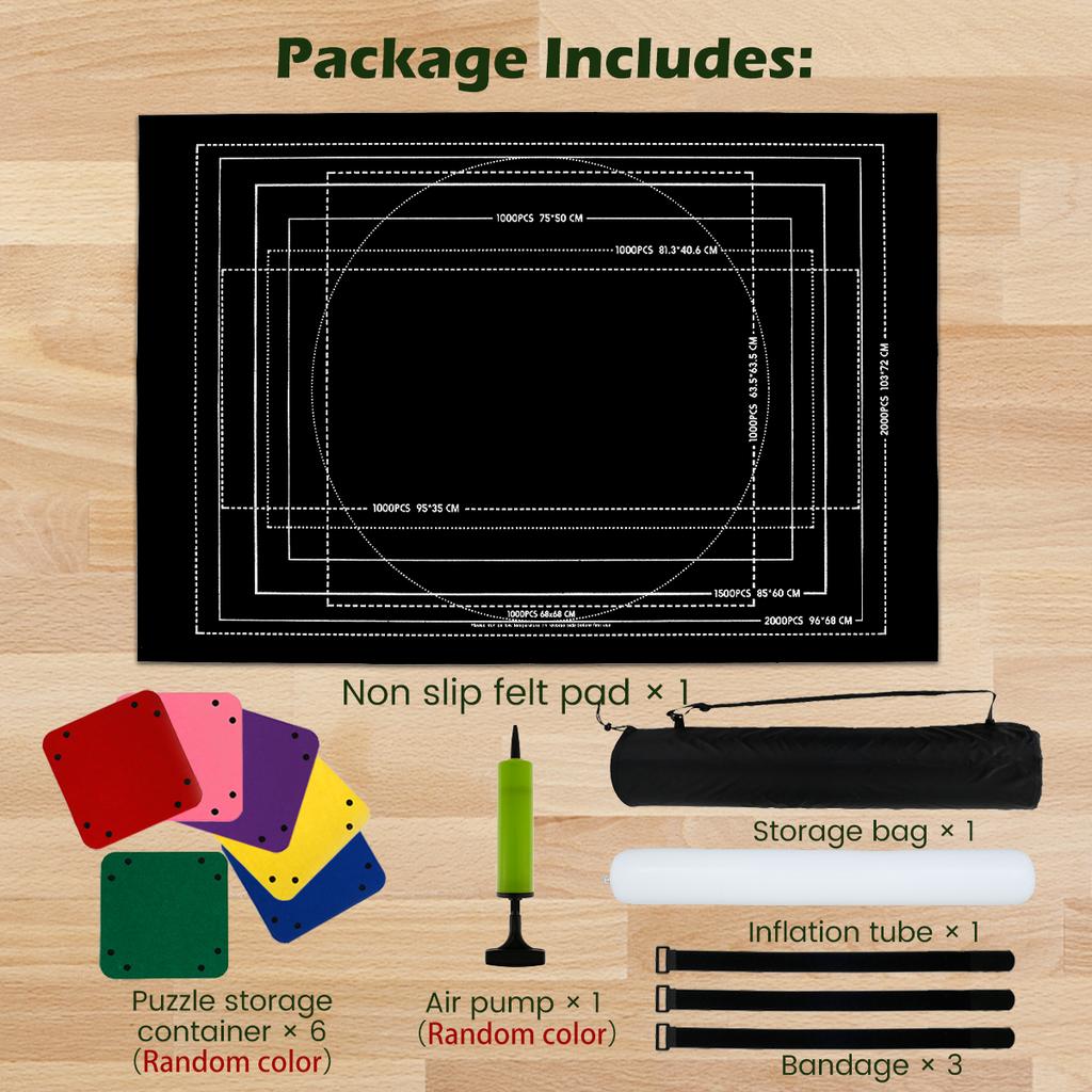 Jigsaw Puzzle Mat Roll Up, No Creases Saver Pad Up To 2000 Pieces, Large Puzzle Matte Rollup with 6 Sorting Trays 1 Storage Bag