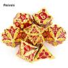 7 Pcs Golden Red Metal Dice Solid Metal Polyhedral Dice Set Suitable for Role-Playing RPG Board Game Card Game